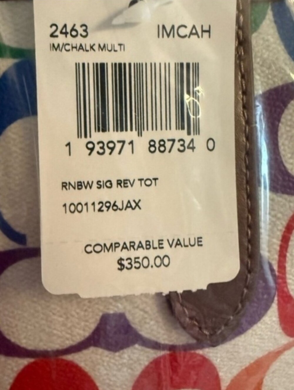 Coach Reversible Rainbow To Blue. Limited Edition On White Lg. Tote. Authentic* - Picture 5 of 7